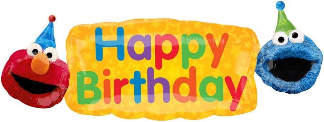 42" Sesame Street Birthday Banner Foil Mylar Balloon, Multicolor